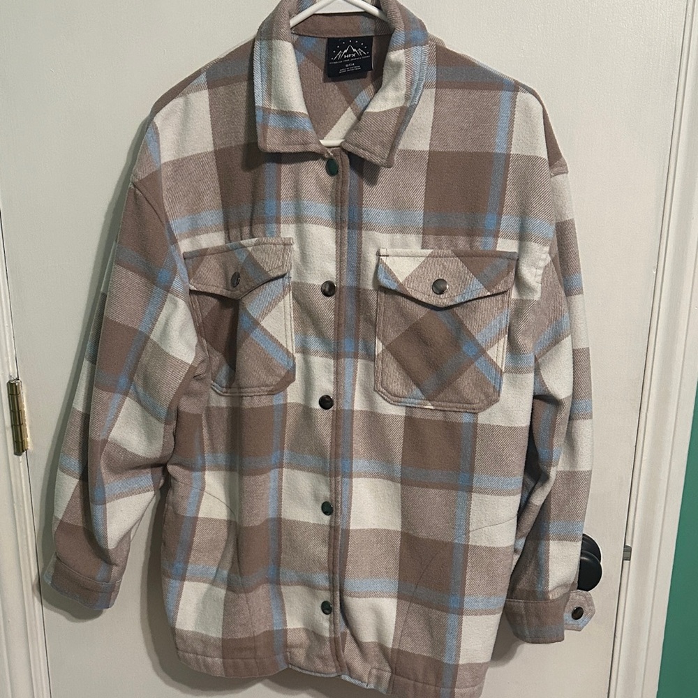 Plaid Women's Jacket in Brown and Blue size‎ small